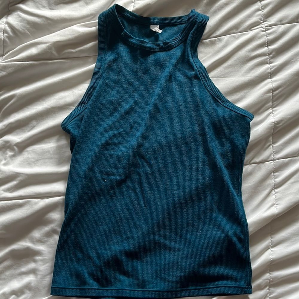 Women's Teal Ribbed Tank Top - Sleeveless Shell